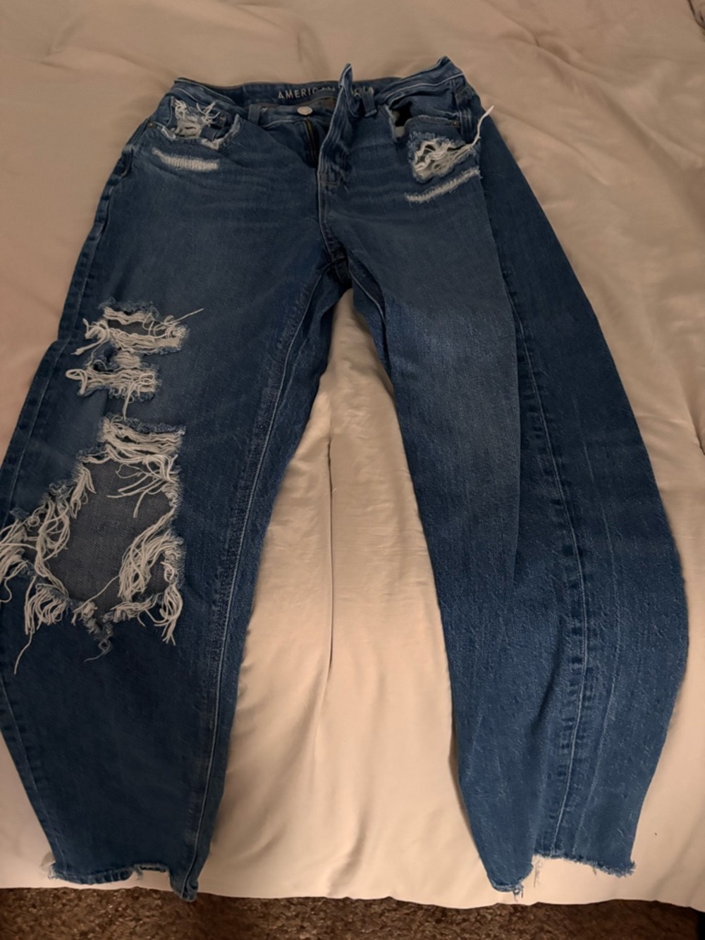 American Eagle Outfitters Distressed Dark Blue Boyfriend Jeans